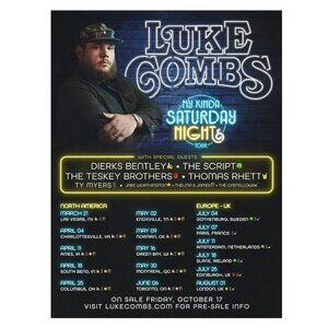 Luke Combs 2026 – My Kinda Saturday Night Tour Poster 165